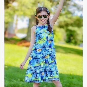 Tropical Blue and yellow Kids Dress